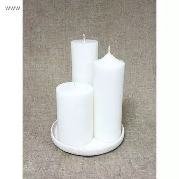 Набор Интерьерных свечей на подставке белый 3шт