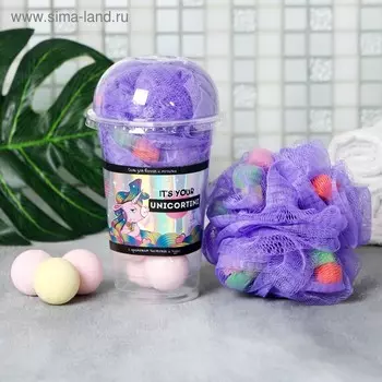Набор It's your unicortini, соль для ванн 8 шт. и мочалка