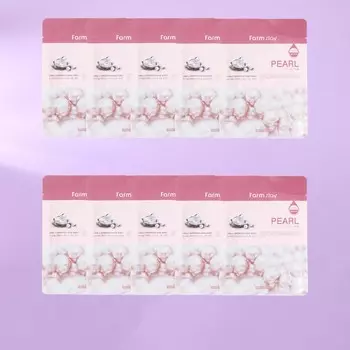 Набор из 10 масок для лица Farmstay с экстрактом жемчуга