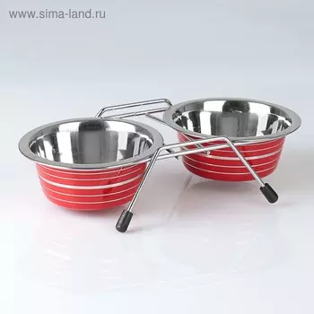 Набор из 2 цветных мисок на подставке, 2225 мл