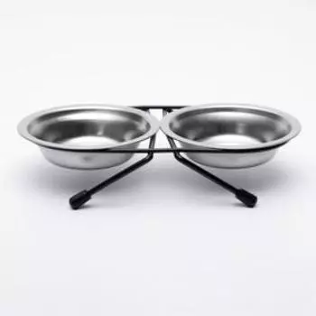 Набор из 2 мисок на подставке, 2100 мл, чёрная подставка