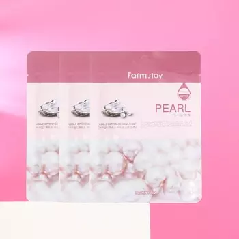 Набор из 3 масок для лица Farmstay с экстрактом жемчуга