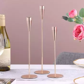 Металлический подсвечник на 1 свечу «Грация», набор 3 шт., d=5 см, h=36.5 см; 31 см; 26 см