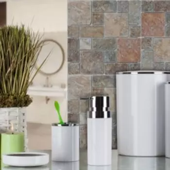 Набор из 5 предметов Lenox, дозатор, мыльница, стакан, ёрш, урна 6 л, цвет белый