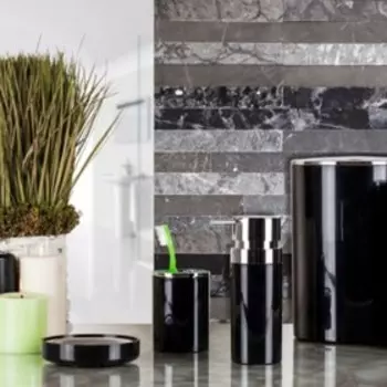 Набор из 5 предметов Lenox, дозатор, мыльница, стакан, ёрш, урна 6 л, цвет чёрный