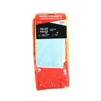 Набор из 5 салфеток для ухода за автомобилем iSky, 32х20см -3 шт, 43х32см - 2шт, микрофибра 912697