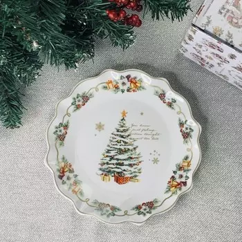 Набор из 6 тарелок в подарочной упаковке, принт новогодний, 19 см