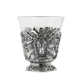 Набор «Кабан»: чашка с ложкой в футляре, посеребренный с чернением, 100 мл, 2 предмета