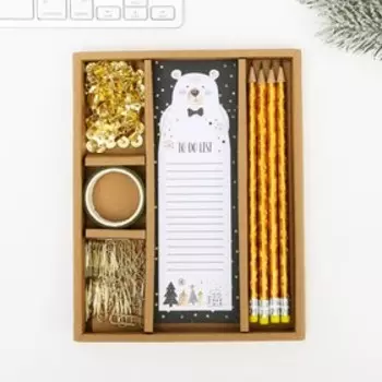 Набор канцелярских товаров в коробке «Счастья в Новом году», 17 х 2 х 20,4 см