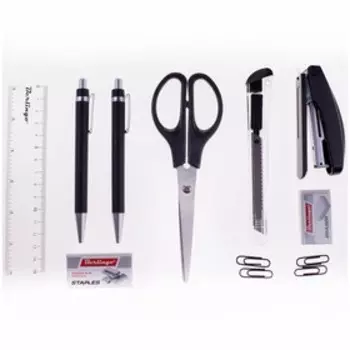 Набор канцелярский Berlingo BR, 9 предметов, вращающийся, чёрный/красный