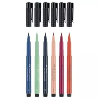 Набор капиллярных ручек Faber-Castell Pitt Artist Pens Comic Colouring Brush 6 штук, в пластиковой упаковке