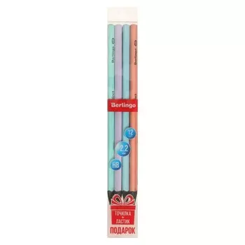 Набор карандашей ч/г 12штBerlingo "Instinct" HB, с ласт, черн дер, трехрг, точилка 299417
