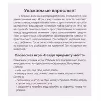 Набор карточек «Умный малыш: Кто где находится?»