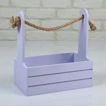 Набор деревянных кашпо «Аром», 3 шт., ручка - канат, лавандовый