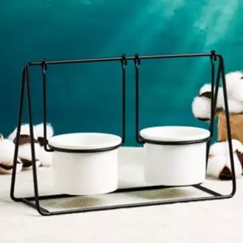 Набор кашпо на подставке "Качели" черн 16,5*12,5*8см