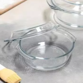 Набор кастрюль из жаропрочного стекла для запекания Доляна «Гратен», 2 предмета: 700/1500 мл, d=14,5/11 см, с крышками, толщина 4 мм