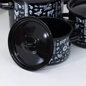 Набор эмалированных кастрюль «Ферма», 3 предмета: 1,5 л, 2,9 л, 4,5 л