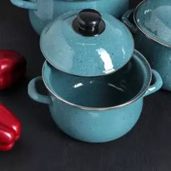 Набор кастрюль «Голубой мрамор», 5 предметов: 2 л, 3,2 л, 4,5 л, 6 л, 7 л, цвет голубой