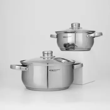 Набор кастрюль из нержавеющей стали «Гретта», 2 предмета: 2,2; 4,2 л, капсульное дно, индукция