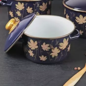 Набор кастрюль «Мелодия», 3 предмета: 2 л, 3 л, 4 л, белая эмаль внутри, цвет синий