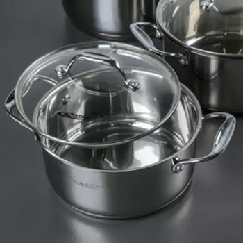 Набор кастрюль «Ника», 3 предмета: 3,2 л, 4,2 л, 5,2 л, капсульное дно, крышки