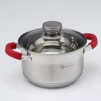 Набор кастрюль «Сильвер», 3 шт: 1,8 л, 2,5 л, 3,5 л, d=16 см, d=18 см, d=20 см, красные ручки