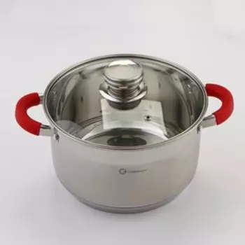 Набор кастрюль «Сильвер», 3 предмета: 2,5 л, 3,5 л, 4,5 л, d=18 см, d=20 см, d=22 см, красные ручки