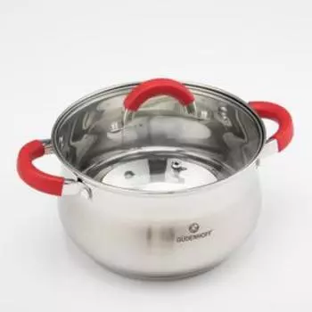 Набор кастрюль «Сильвер», 3 шт: 2,9 л, 3,9 л, 6,6 л, d=18 см, d=20 см, d=24 см, красные ручки