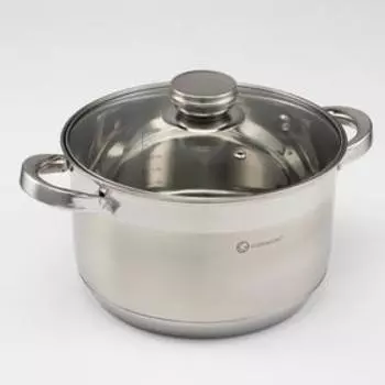 Набор кастрюль из нержавеющей стали «Сильвер», 3 предмета: 5 л, 6,5 л, 7,7 л, d=22 см, d=24 см, d=26 см, хромированные ручки, крышки