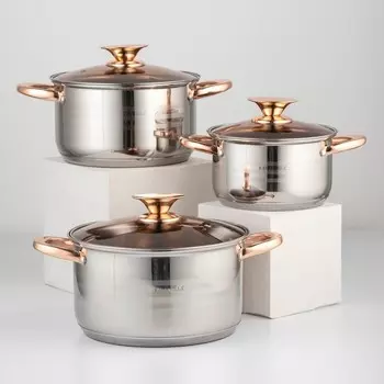 Набор кастрюль «Злата», 3 предмета: 2,5/4,5/6,1 л, индукция