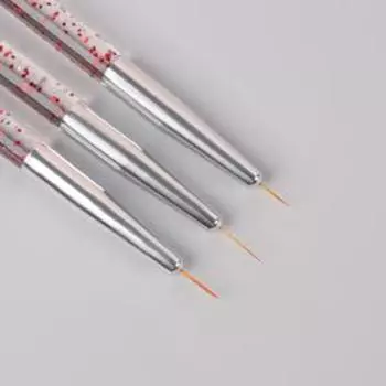 Набор кистей для дизайна ногтей, 3 шт., 13.5 см, прозрачный, красный