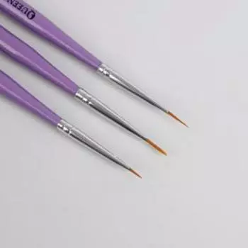 Набор кистей для дизайна ногтей, 3 шт, 13,5 см, цвет сиреневый/белый
