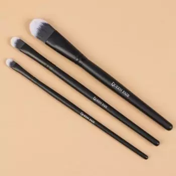 Набор кистей для макияжа «Premium Brush», 3 предмета, PVC - чехол, цвет чёрный