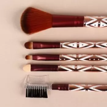 Набор кистей для макияжа, 5 предметов, цвет золотистый/бордовый