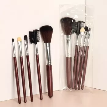 Набор кистей для макияжа, 5 предметов, тёмно-коричневый