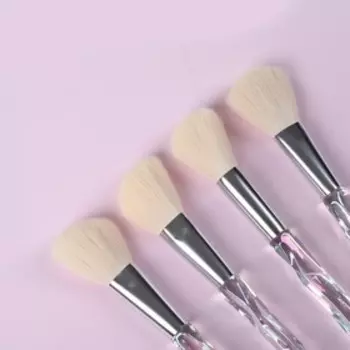 Набор кистей для макияжа «Luminous», 10 предметов, чехол, цвет прозрачный/бежевый