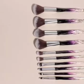 Набор кистей для макияжа «Luminous», 10 предметов, цвет чёрный/фиолетовый
