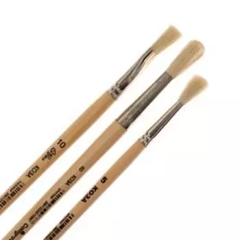 Набор кистей Коза 3 штуки, Calligrata №2 (круглые №: 5, 8 ; плоская №10), деревянная ручка