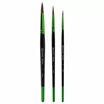 Набор кистей Пони 3 штуки, BRAUBERG PREMIUM, круглые № 2, 4, 7