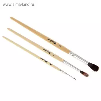 Набор кистей Синтетика 3 штуки Roubloff имитация белки ЭКО№53 №0/4/6 в блистере