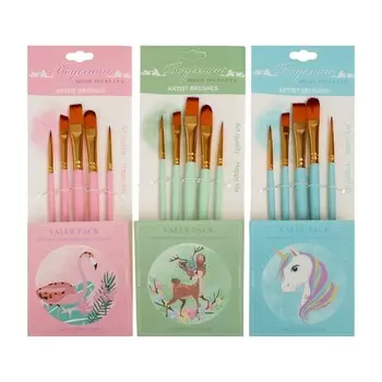 Набор кистей синтетика 5 штук, в блистере, МИКС