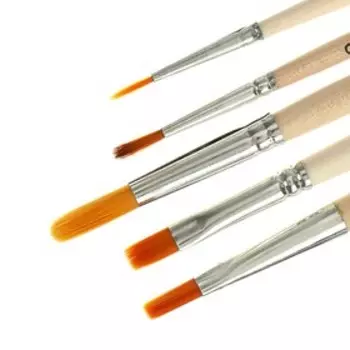 Набор кистей Синтетика 5 штук, Calligrata №2 (круглые №: 1, 2, 5; плоские: №5, 8), деревянная ручка