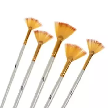 Набор кистей веерных, синтетика, плоские, в блистере, 5 штук