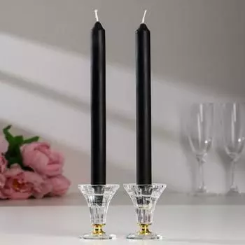 Набор классических свечей в коробке, 2,3х 24,5 см, 7 ч, 67 г, 2 штуки, чёрный