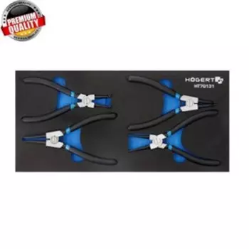 Набор клещей для стопорных колец HOEGERT TECHNIK HT7G131, ложемент EVA, 4 шт