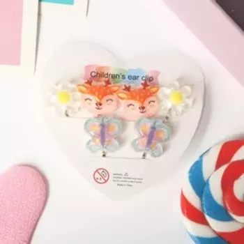 Набор клипс детских (3 пары) «Выбражулька» лесная сказка, цветной