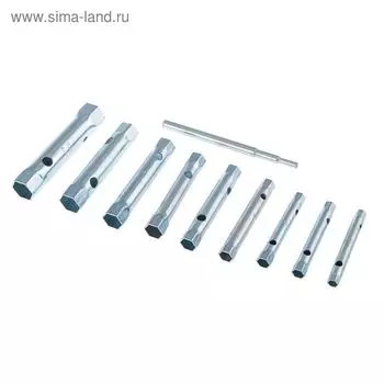 Набор ключей-трубок торцевых Sparta 137525, 10 предметов, 6 х 22 мм, 1 вороток, оцинкованные