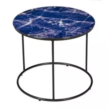 Набор кофейных столиков Tango, 2 шт, цвет тёмно-синий мрамор с чёрными ножками