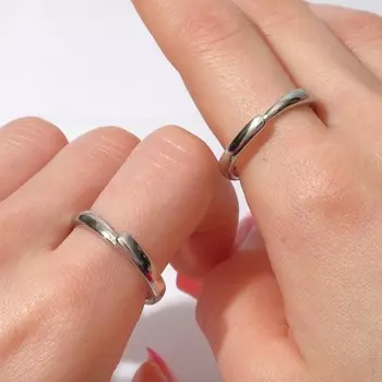 Набор колец 2 штуки «Неразлучники» минимализм, цвет серебро, безразмерные