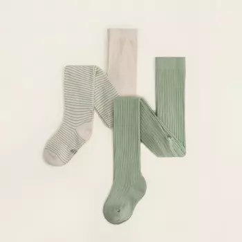 Набор колготок детских SL Home 2 пары, рост 74-80 см, молочн/оливк